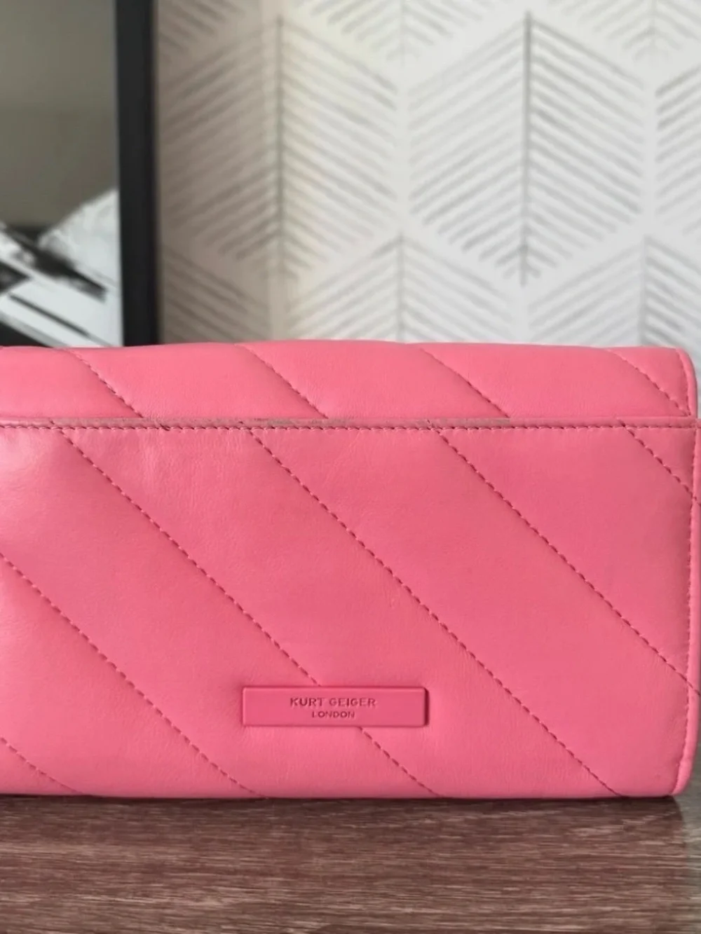 Kurt Geiger Pink SoHo Drench Wallet on a Chain